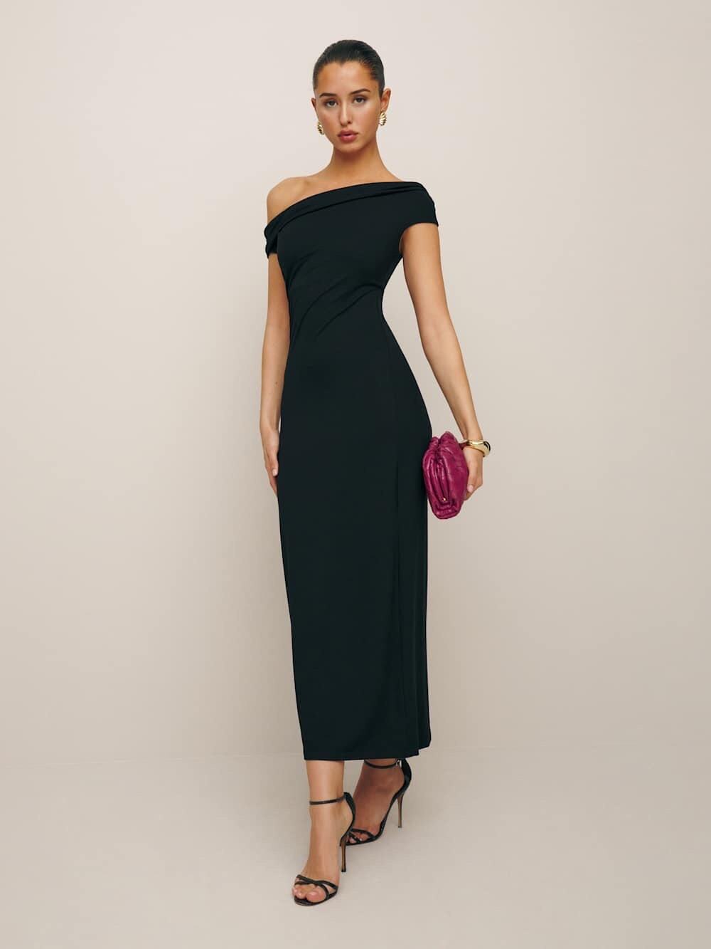 Reformation Jamen Midi Dress In Black Size L